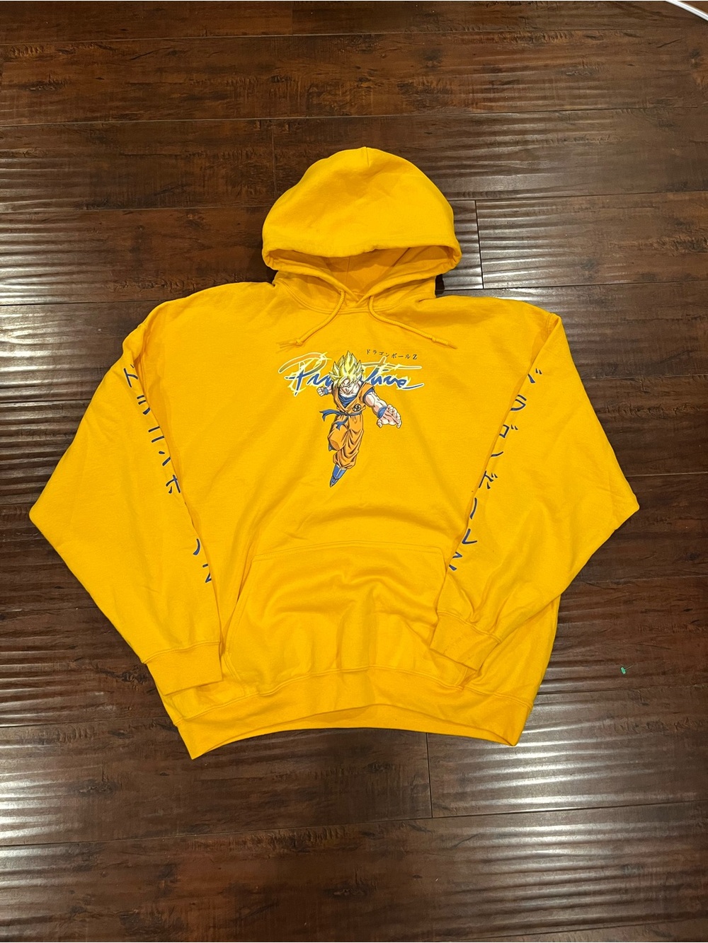 Primitive x Dragon Ball Z Yellow Graphic Pullover Hoodie with Anime Print